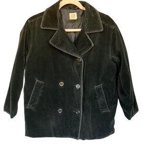 GAP double breasted‎ black velvet winter coat